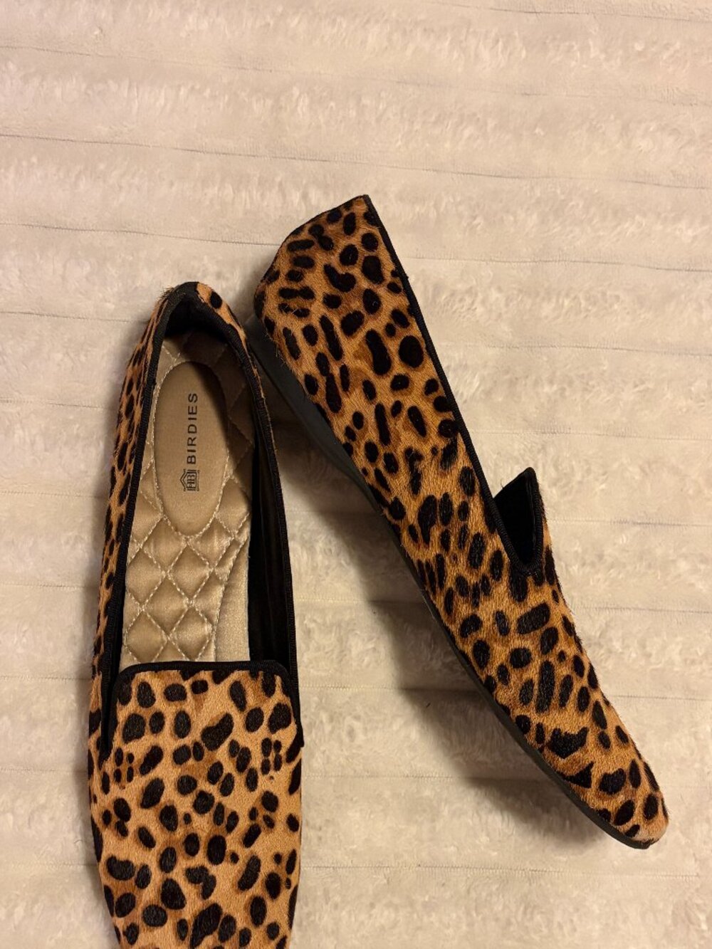 Birdies The Starling Leopard Calf Hair Loafers Flats Size 8